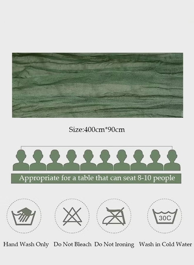 هيلو هاي مفرش طاولة أنيق من القماش القطني على طراز بوهو، ديكور طاولة زفاف ريفي من الشاش، مفرش طاولة شفاف شفاف للاستقبال والحفلات وديكورات حفلات الزفاف - أخضر - Image 4